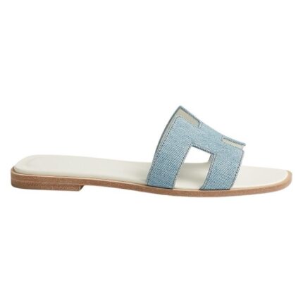 Hermes Blue Denim Oran Flat Sandals
