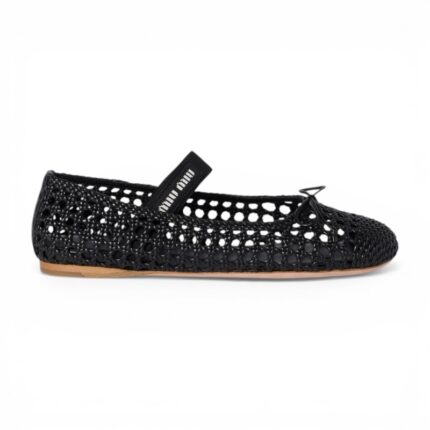 Miu Miu Woven Nappa Leather Ballerinas in Black
