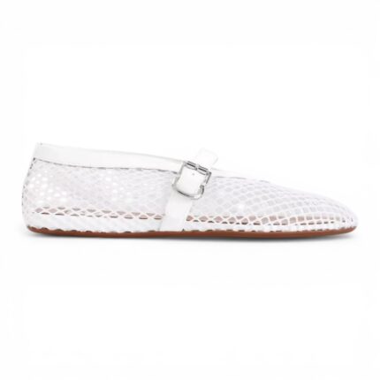 Alaia Fishnet Ballerina Flats | White