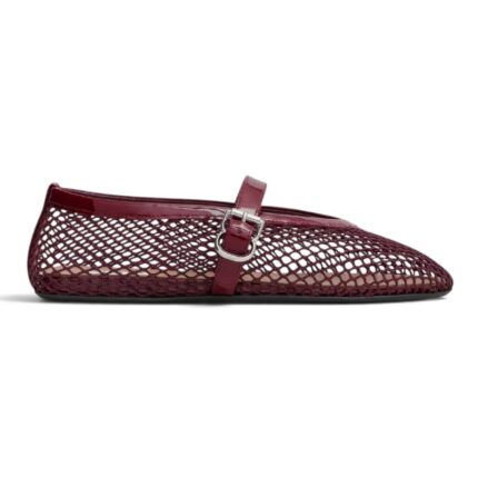 Alaia Fishnet Ballerina Flats | Burghandy