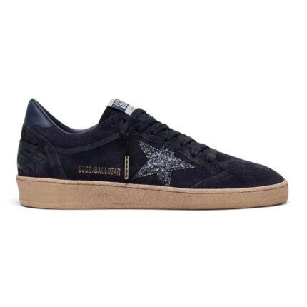Golden Goose Ball Star in dark blue suede with dark blue glitter star