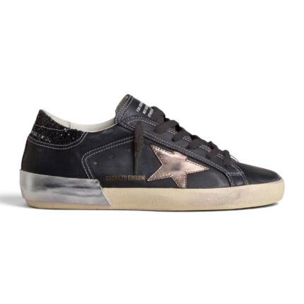 Golden Goose in black glitter with cream star and suede inserts