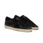 Golden Goose Super-Star LTD in black croc-print leather with black suede star and heel tab - Image 3