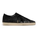 Golden Goose Super-Star LTD in black croc-print leather with black suede star and heel tab