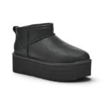 UGG UGG Classic Ultra Mini Platform Boots Black Leather - Image 2