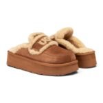 UGG Women’s Chloe Fluffy Platform Scuff - Chestnut - Image 4