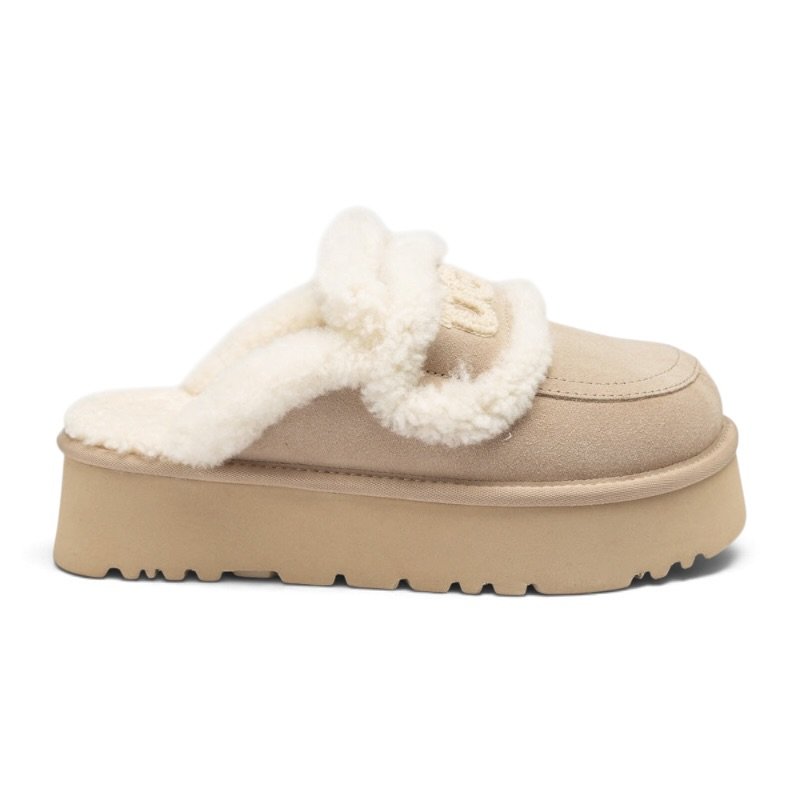 IMG_5307-Photoroom UGG Chloe Fluffy Platform Scuff - Beige - Image 1