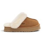 UGG Women’s Disquette Shearling Platform Slippers - Chestnut