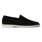 Loro Piana Summer Walk Suede Black Loafers