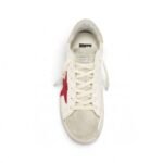 GOLDEN GOOSE Superstar Sneaker in White, Ice, & Red - Image 4