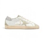 Golden Goose Women's Super-Star with gray star and silver glitter heel tab