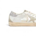 Golden Goose Women's Super-Star with gray star and silver glitter heel tab - Image 3